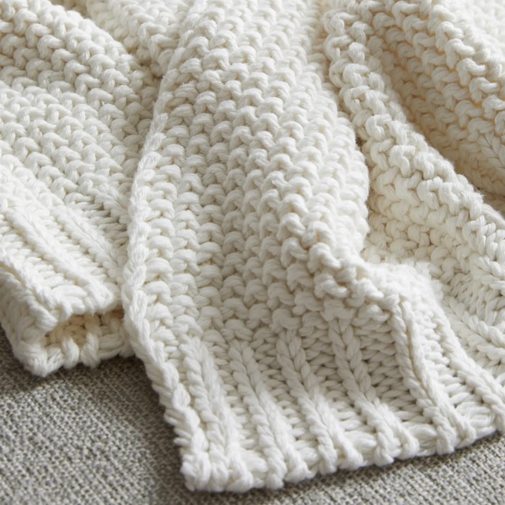 NWT QUINCE 50x60 Cotton Fisherman Throw Ivory 2102 - Picture 4 of 8